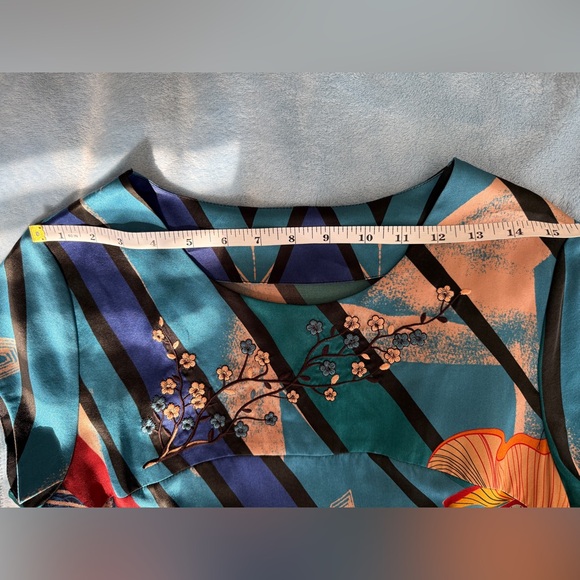 Hermes Style Silk Colorful Floral Geometric Dress - Picture 7 of 10